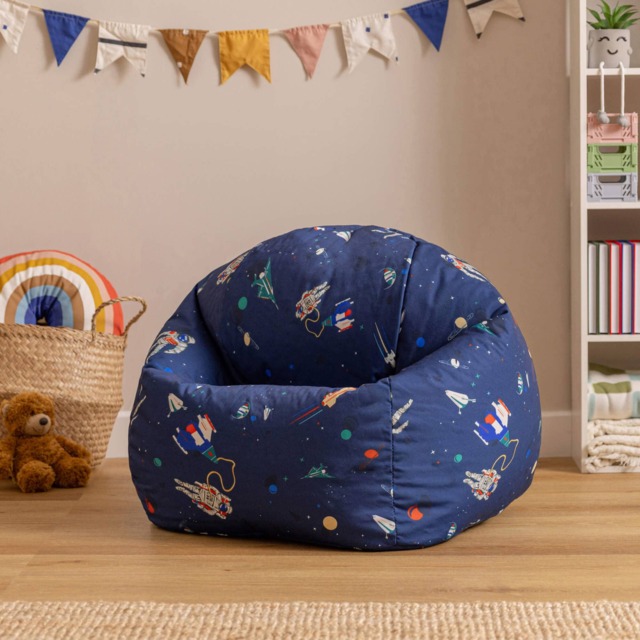 Kids Lost In Space Bean Bag Chair Navy Blue Childrens Bean Bags Blue Navy Blue 1