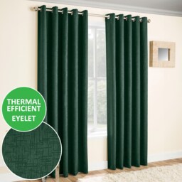 Enhanced Living Vogue Green 66 x 54 inch (168x137cm) Eyelet Thermal Noise reducing Dim Out Curtains (PAIR)