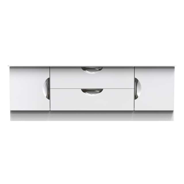 Holborn 2 Door 2 Drawer Wide TV Unit in White Gloss & White Matt (Ready Assembled) White White Gloss & White Matt