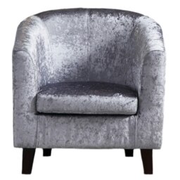 Crush Velvet Tub Chair In Grey