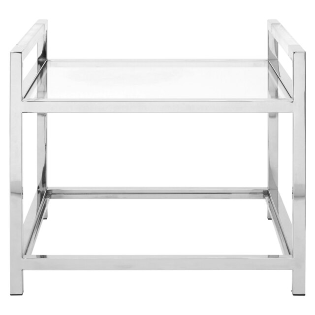 Timeless Appeal End Table, Storage Solution Square Side Table For Livingroom, Stainless Steel Bedside Table Silver