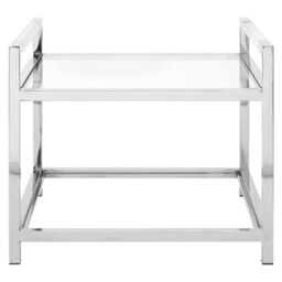 Timeless Appeal End Table, Storage Solution Square Side Table For Livingroom, Stainless Steel Bedside Table Silver