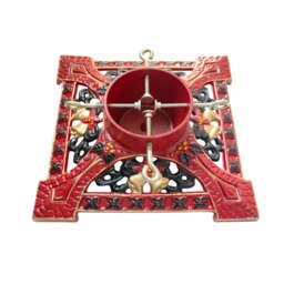 Holly International Cast Iron Christmas Tree Stand for Real Trees up to 8ft - Victorian Red