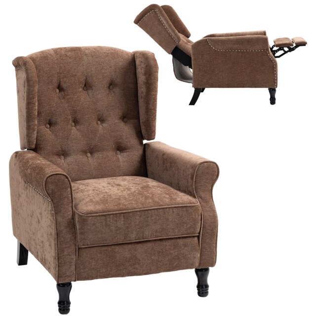 HOMCOM Manual Reclining Armchair Recliner with Footrest Brown Brown Brown
