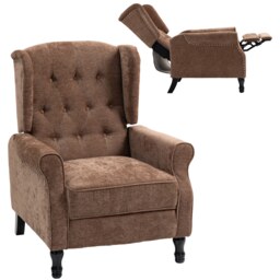 HOMCOM Manual Reclining Armchair Recliner with Footrest Brown