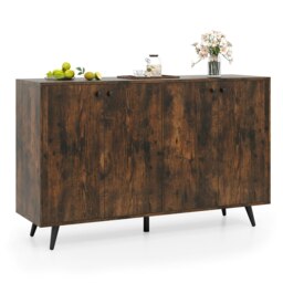 COSTWAY Buffet Sideboard Modern 4-Door Storage Cabinet Brown Brown