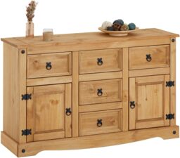 Corona Sideboard 2 Door 5 Drawer Solid Pine Mexican Wood Chest