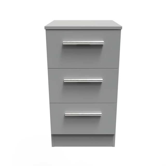 Trent 3 Drawer Bedside Cabinet in Dusk Grey (Ready Assembled) Grey Dusk Grey