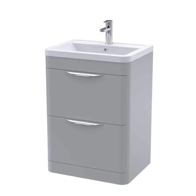 Balterley Aldershawe 2 Drawer Vanity Unit, Ceramic Basin, 600mm, Grey