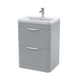 Balterley Aldershawe 2 Drawer Vanity Unit, Ceramic Basin, 600mm, Grey