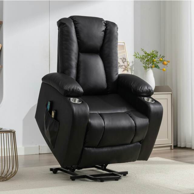 Hartville Electric Lift Assist Riser Recliner with Massage and Heat - Black