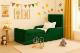 Green Kids 3ft Single Bed Plush Velvet Frame