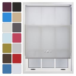 FURNISHED Daylight Roller Blinds with Triple Diamond Eyelet Cut to Size Sheer Fabric Grey Grey (W) 240cm x (L) 165cm