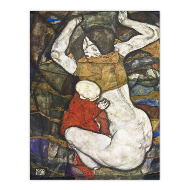 "Young Mother Nursery Painting Vintage Wall Art Print Schiele 24x32"""