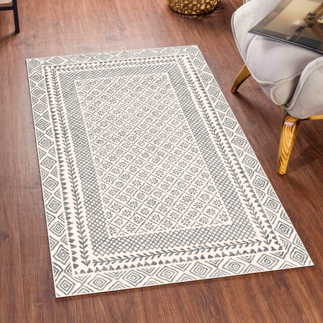 LIVABLISS Bahar-Geometric Global Rug 80 x 150 cm Grey Beige