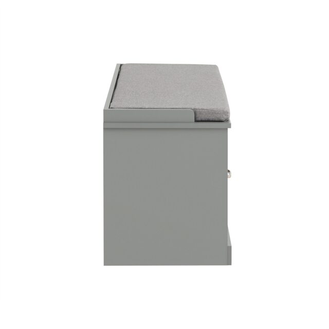 SoBuy Shoe Bench with 2 Doors & 2 Shelves, Light Grey, 39.4x18.9x15.0 inches, 25 kg - FSR131-HG