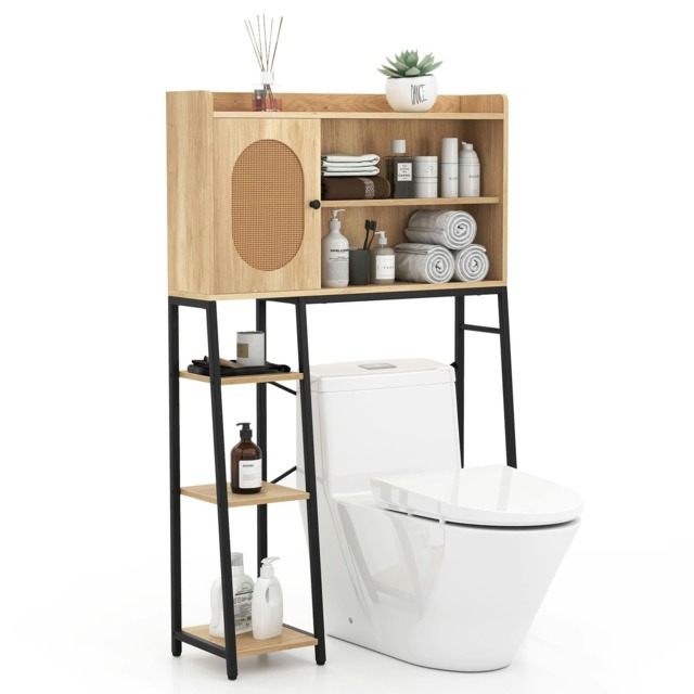 COSTWAY Over The Toilet Storage Cabinet Bathroom Organizer Yellow 1