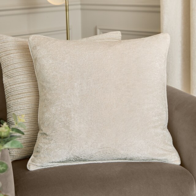 Paoletti Lustre Velvet Cushion Cream Ivory