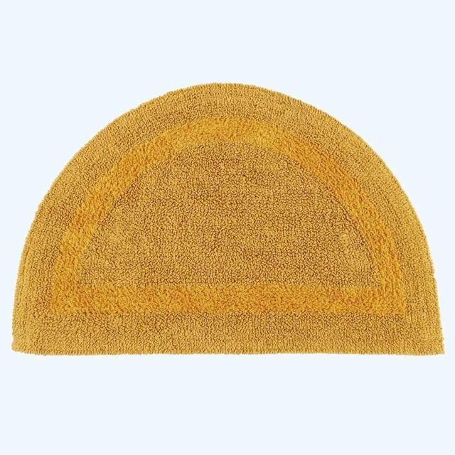 Homescapes Luxury Reversible Semi Circle Bath Mat - Mustard Yellow Mustard Yellow