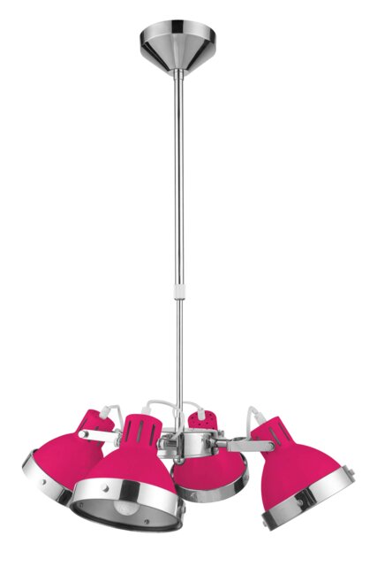 Orsina Jasper Hot Pink and Chrome 4 Shade Pendant Light