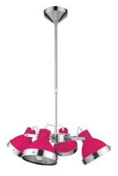 Orsina Jasper Hot Pink and Chrome 4 Shade Pendant Light