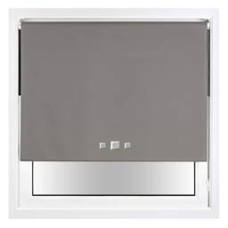 FURNISHED Blackout Roller Blind with Triple Square Eyelets Easy Fit Window Shade Grey Dark Grey (W) 60cm x (L) 165cm