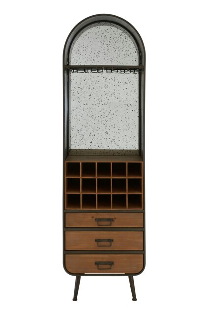 Interiors by Premier Industrial Bar Cabinet, Ample Storage Wooden Shelves, Durable Wine Storage Tall Bar Unit, Wooden Cabinet Brown