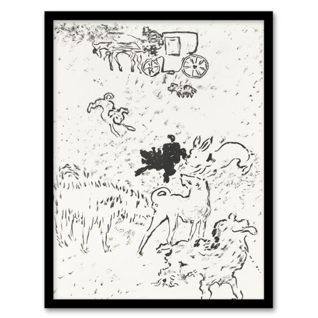 "The Dogs Art Nouveau Drawing Pierre Bonnard Framed Wall Art Print 12X16"""