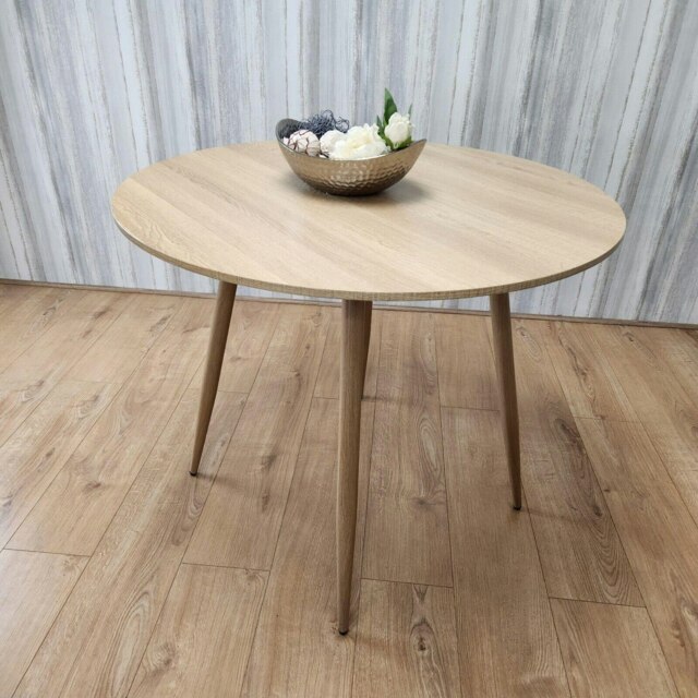 Dining Table Beige Wood Kitchen Place for 4 Seats, Dining Table Only (Beige H 75 x L 90 x W 90 cm) Brown