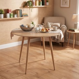Dining Table Beige Wood Kitchen Place for 4 Seats, Dining Table Only (Beige H 75 x L 90 x W 90 cm) Brown