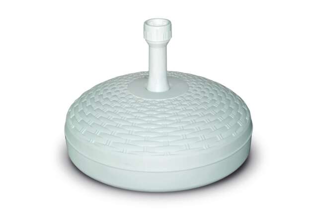 20L Rattan Garden Patio Parasol Base & Umbrella Stand White 1