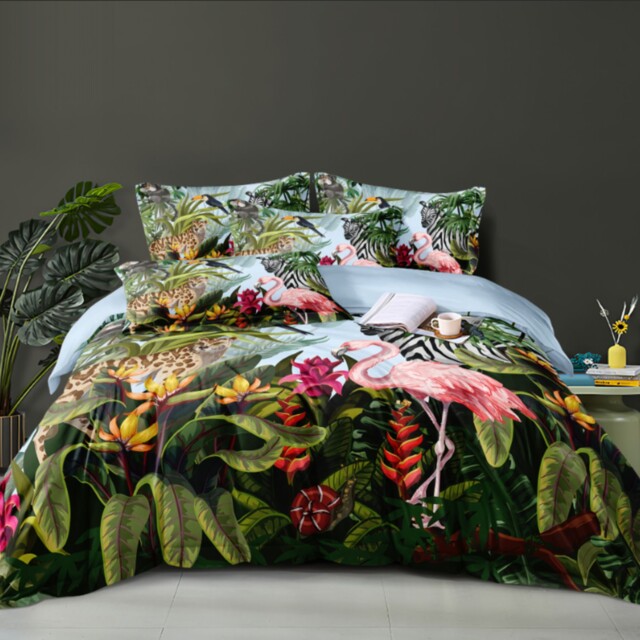 Ezysleep Jungle Floral Printed Duvet Set - Duvet Cover And Matching Pillowcases Multi