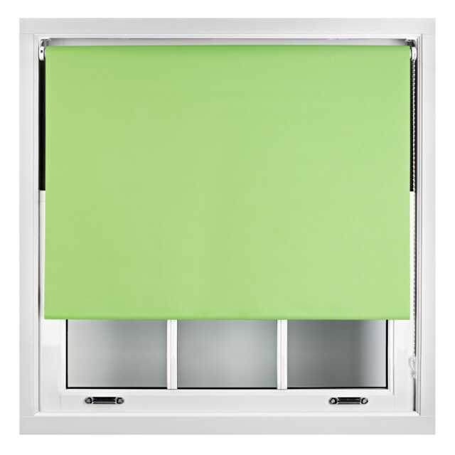 Blackout Roller Blind 110cm Wide x 210cm Long Metal Fittings Green Lime