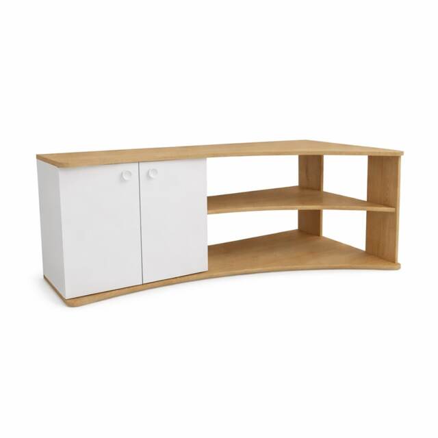 Termera Corner TV Stand Reversible Entertainment Center for 60 inch TVs Yellow Sapphire Oak & White One Size 1