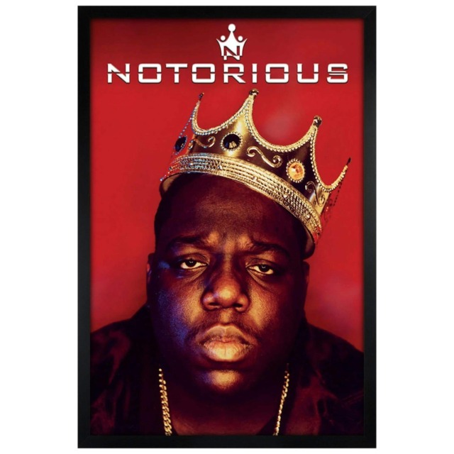 Black Wooden Framed Biggie Notorious Crown Maxi Poster Multi