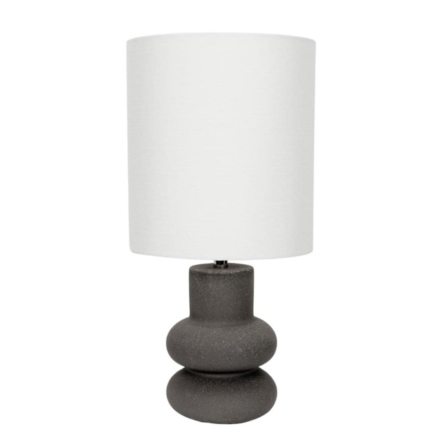 ValueLights Jude Black Stacked Ceramic Table Lamp Linen Shade