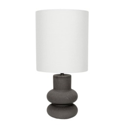ValueLights Jude Black Stacked Ceramic Table Lamp Linen Shade