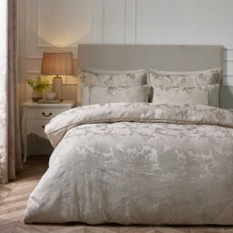 Catherine Lansfield Opulent Jacquard Duvet Cover Set Champagne Gold Gold Champagne Gold Double