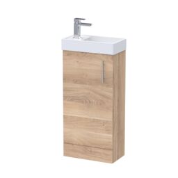 Balterley Saint Contemporary Bathroom Floor Standing 1 Soft-Close Door Vanity Unit & Rectangular Basin Brown Bleached Cuneo Oak 1