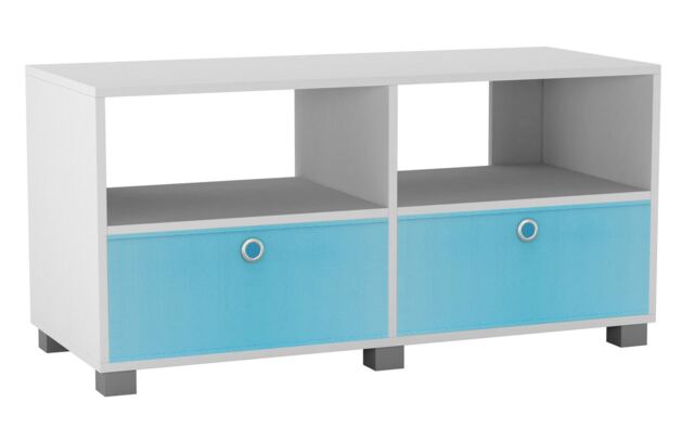 Black TV Stand with 2 Drawers White White & Sky Blue 1