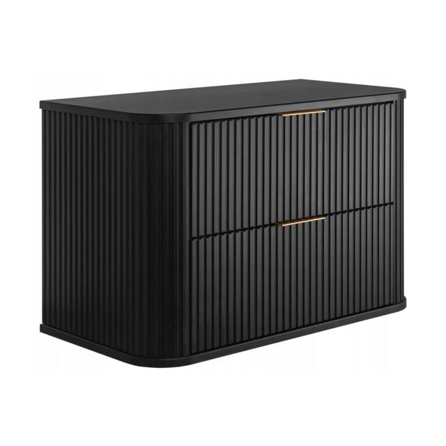 Elegance Glamour Style 2 Drawer Bathroom Vanity Cabinet 80cm - Black Black Black