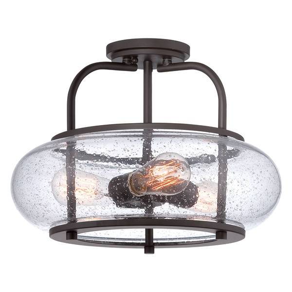Trilogy 3 Light Medium Semi Flush Ceiling Light Old Bronze, E27
