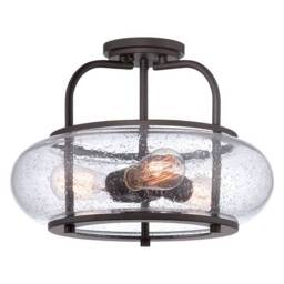 Trilogy 3 Light Medium Semi Flush Ceiling Light Old Bronze, E27