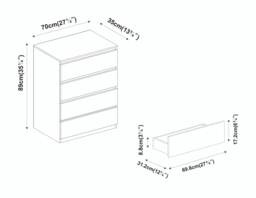 Minimalist Chest of 4 Drawers Black Black & Oak 1