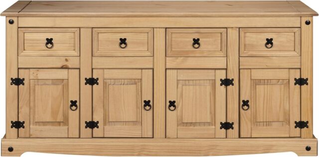 Corona Sideboard 4 Door 4 Drawer Large Mexican Solid Pine Wood