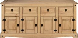 Corona Sideboard 4 Door 4 Drawer Large Mexican Solid Pine Wood