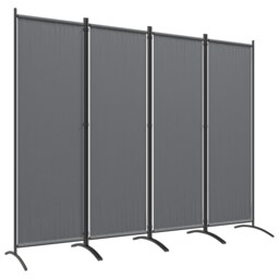 Outsunny 4 Panel Folding Room Divider, Portable Metal Partition Separator Grey Dark Grey 1