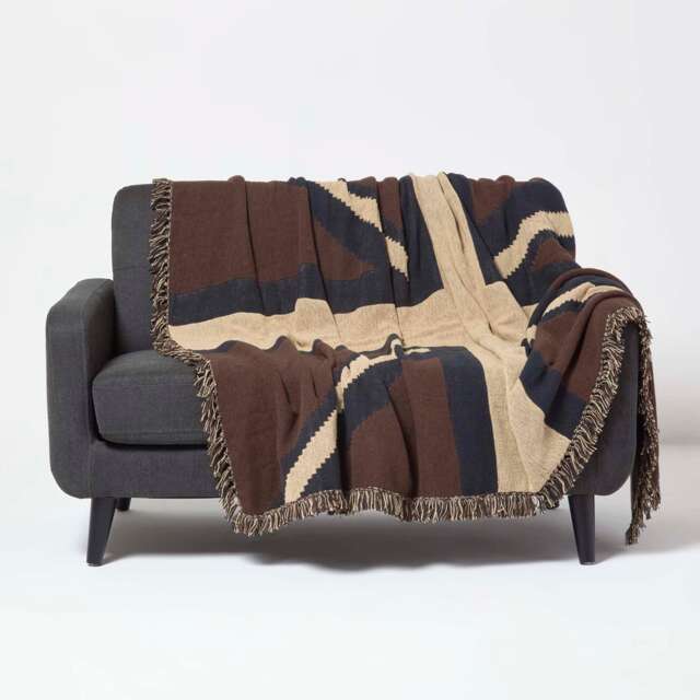 Homescapes 100% Cotton Hand Woven Union Jack Flag Throw - Limited Edition, 150 x 200 cm Multi