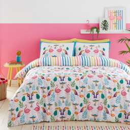 Fusion Tropical Flamingo Duvet Cover Set Pink