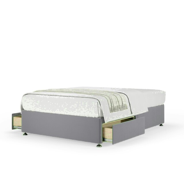Silver Plush Velvet 2 Drawer Divan Base Double